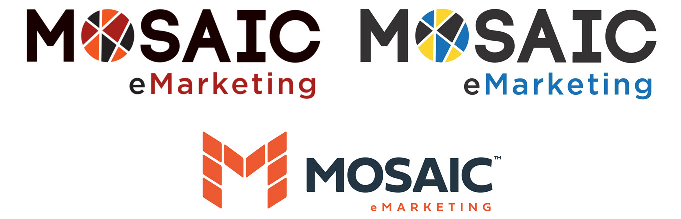 All three versions of Mosaic eMarketing's logo from 2015 - 2022.