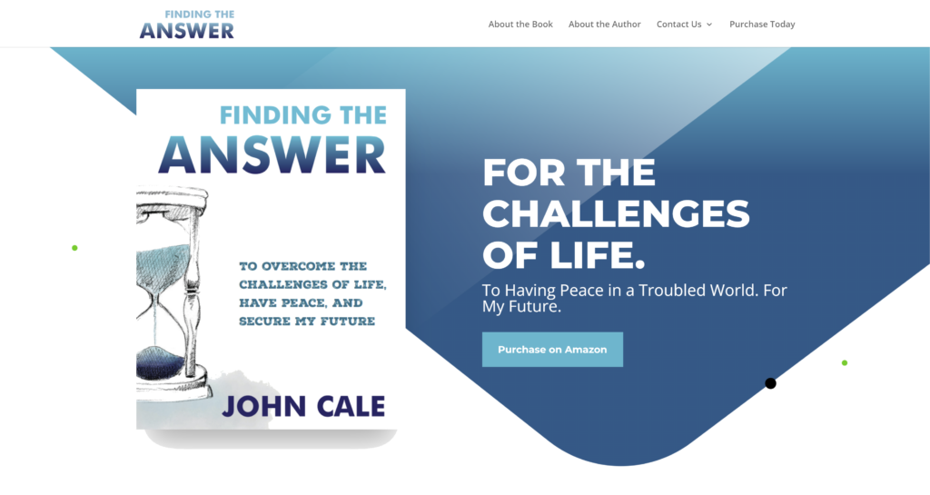 Picture of the Finding The Answer website home page. This website was developed by Mosaic eMarketing, a web development agency. 